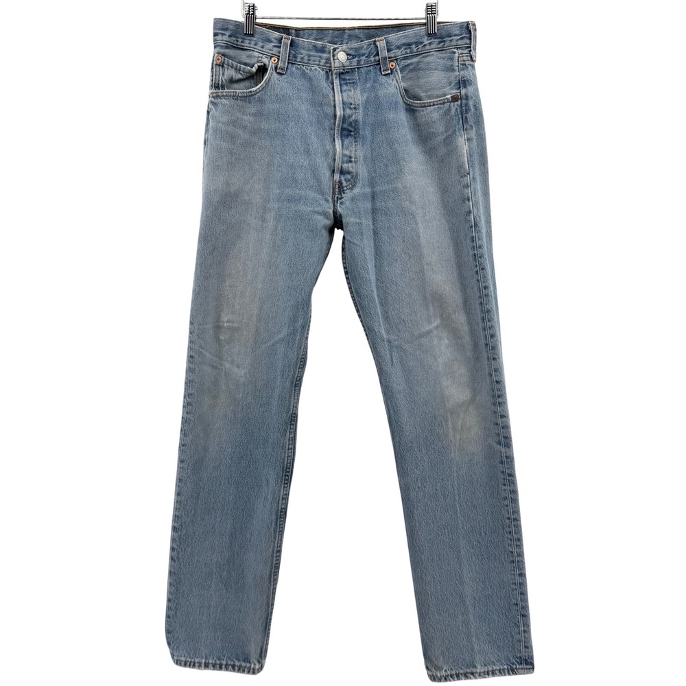 Vintage Levi's 501 Jeans Mens 36x34 Light Wash 90's Straight Button Fly USA Made